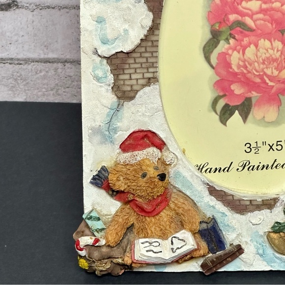 Photo Frame 3.5" X 5" Holiday Ceramic Christmas Tree Teddy Bear Wreath Snow - Picture 5 of 14